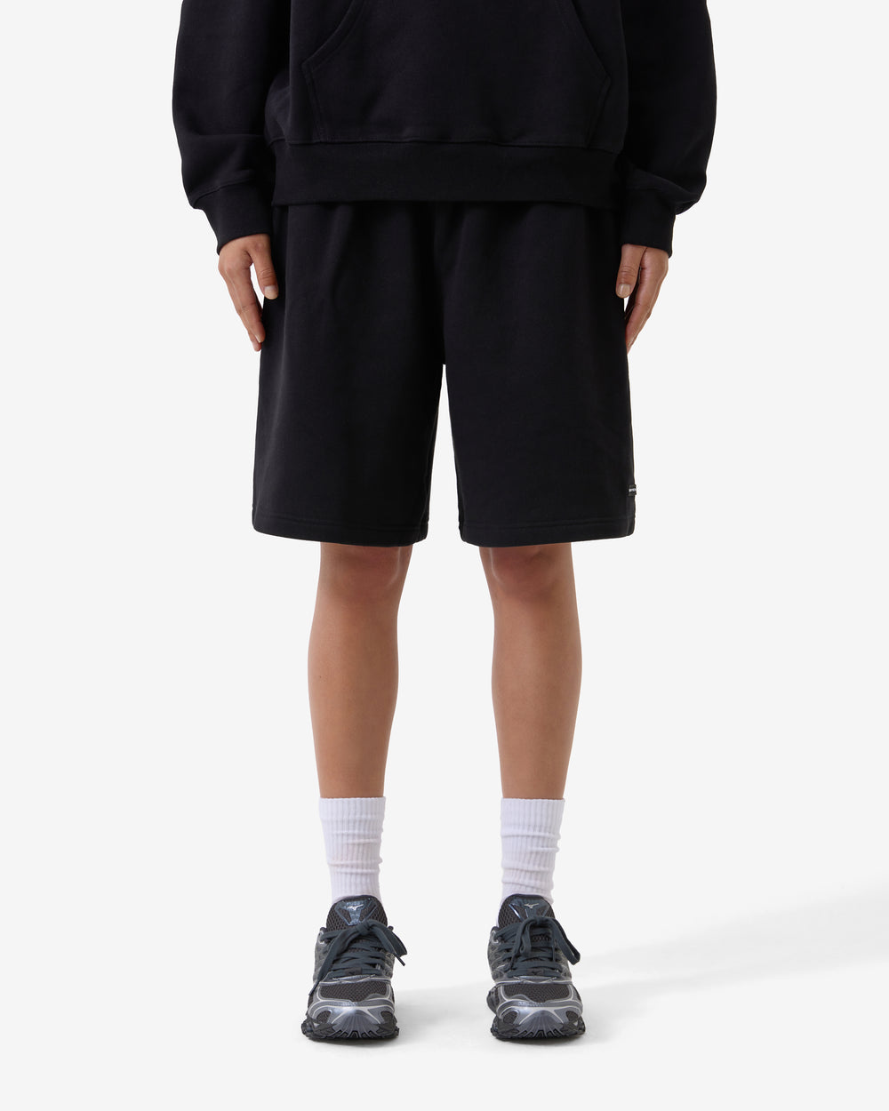 Black shorts on a light gray background