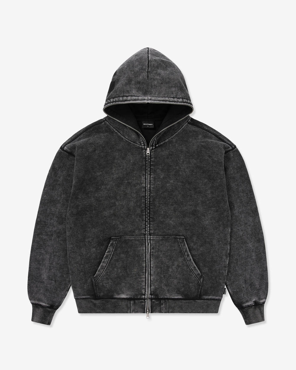 Black hoodie on a light gray background