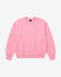 Pink sweatshirt with a small logo on a light gray background