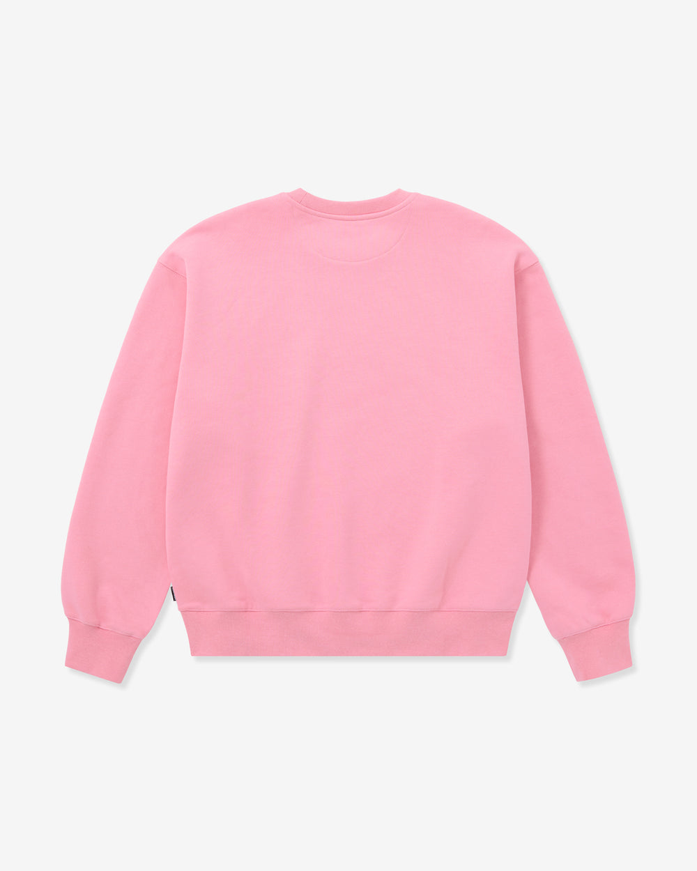 Pink sweatshirt with a small logo on a light gray background