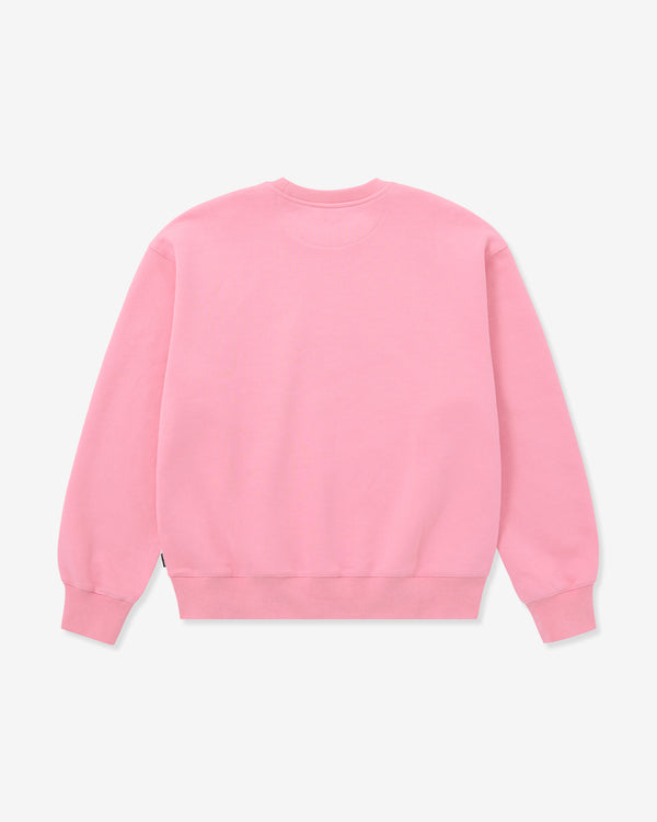 Rückansicht eines rosa Sweatshirts auf weißem Hintergrund. 