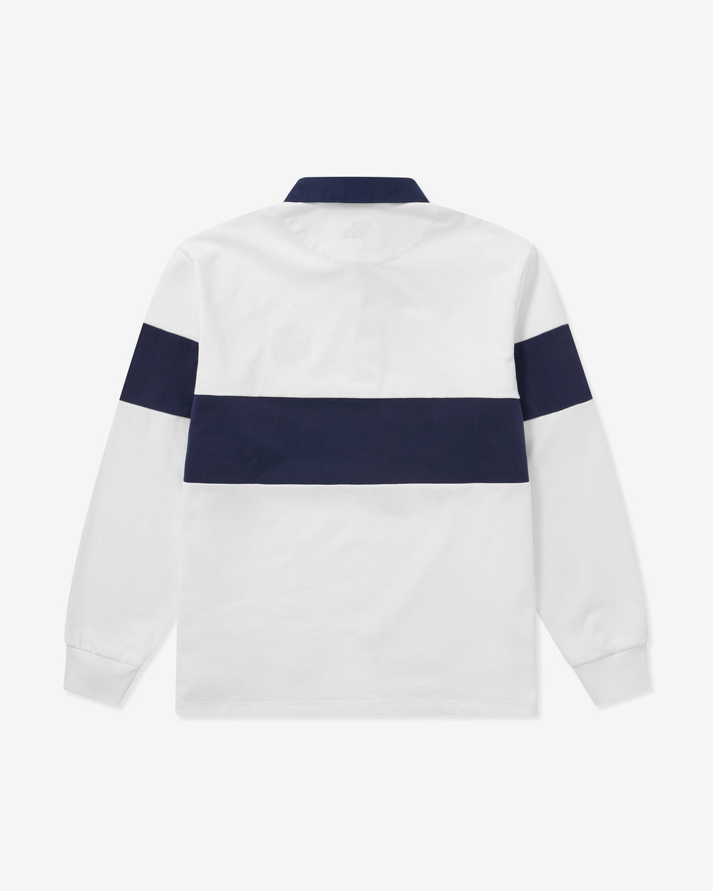 White and navy polo shirt with 'BOXFRESH' branding on a white background