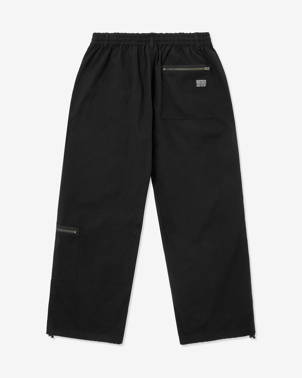 Black pants with zippers on a white background