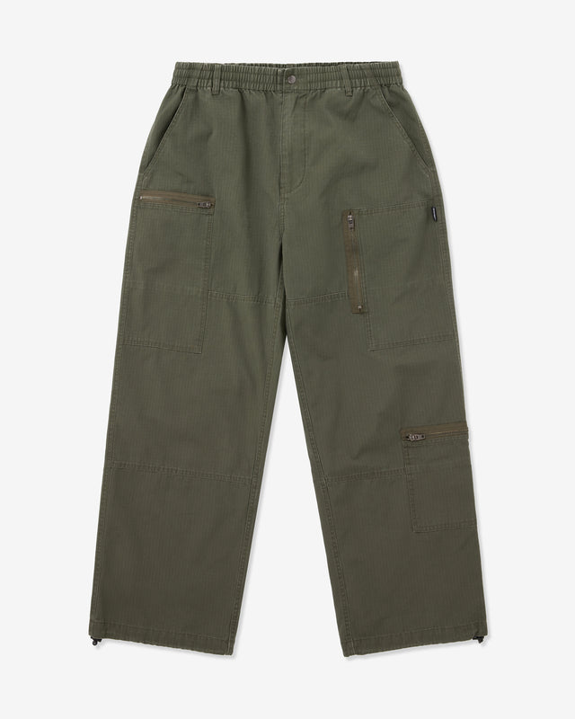 Green cargo pants on a white background