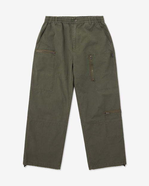 Green cargo pants on a white background