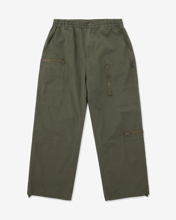 Green cargo pants on a white background