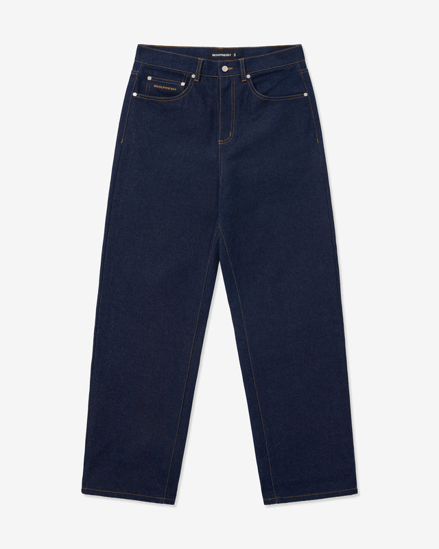 Navy blue jeans on a white background