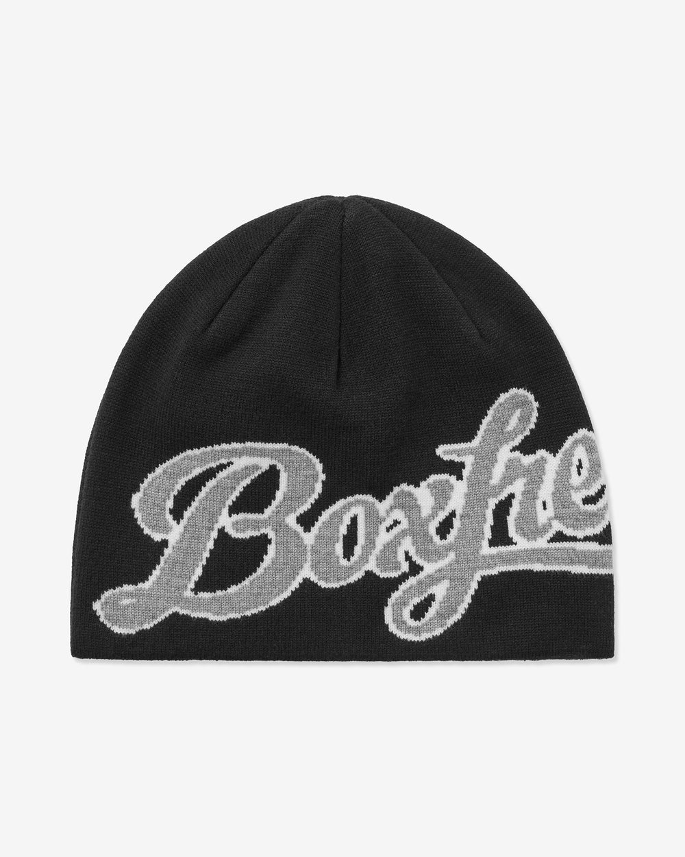 Black beanie with 'Boxfre' text on a white background