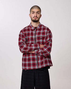 FLY ZIP PLAID SHIRT