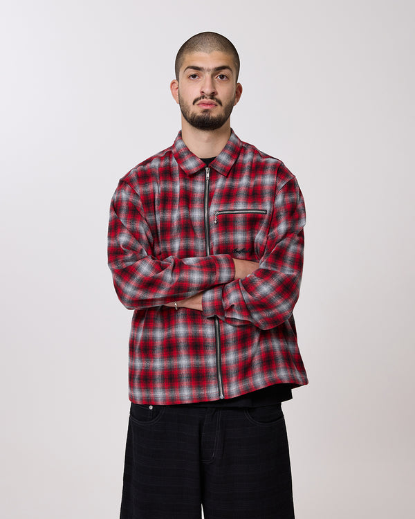 FLY ZIP PLAID SHIRT